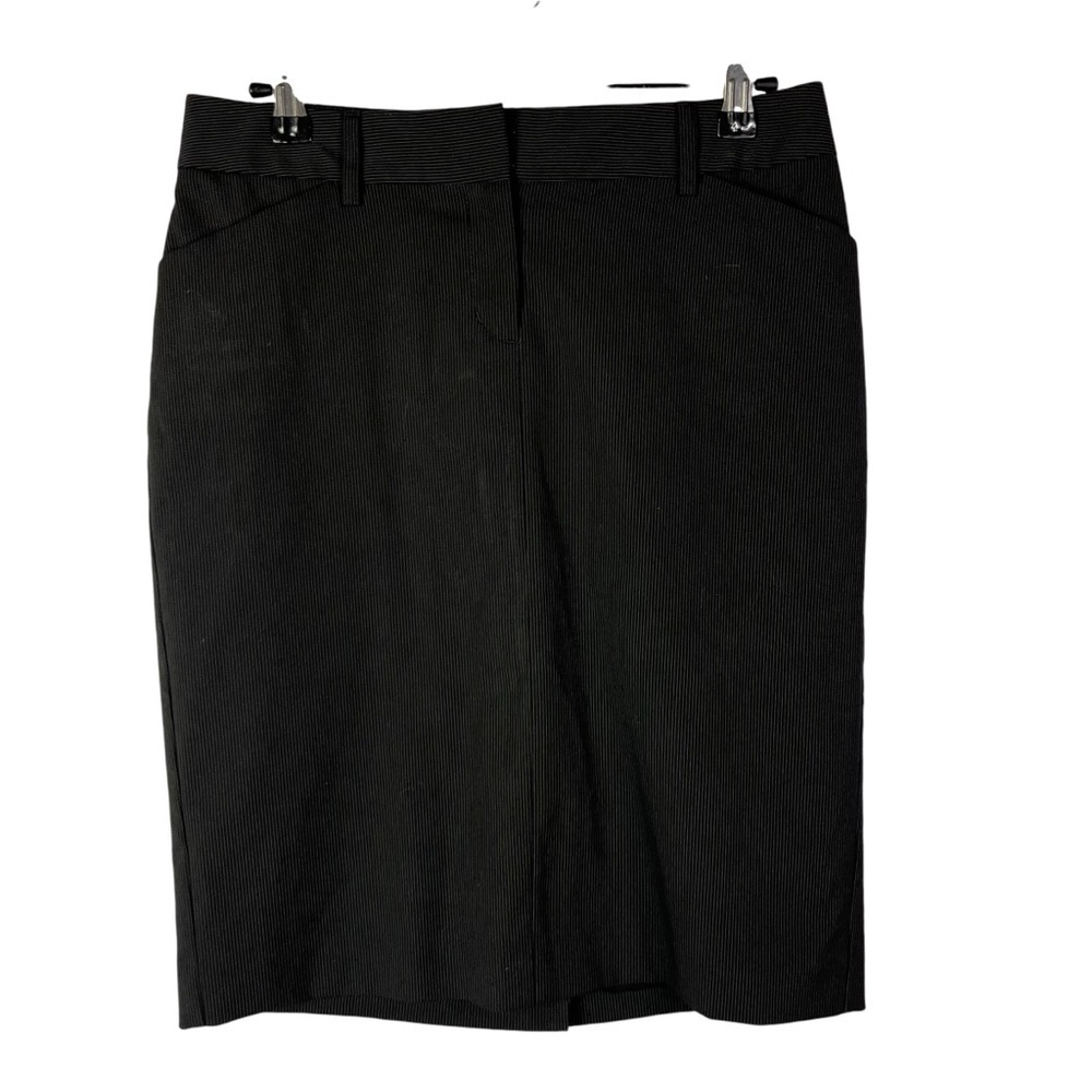 Express Editor Black Pinstripe Knee Length Pencil Skirt 0
